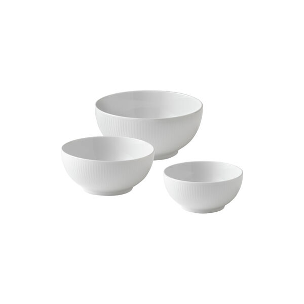 White Fluted Bowl Set 3 st., Royal Copenhagen