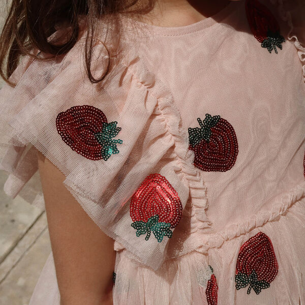 Yvonne Frill Dress, strawberry, Konges Sløjd