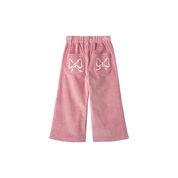 Corduroy Pant w. Wide Leg & Embroirdey, rose comb., Copenhagen Colors Organics