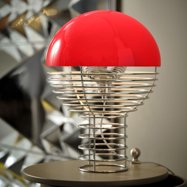 Wire Table Lamp, red, Verpan