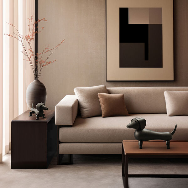 Hund medium, m&ouml;rkbetsad ek, Kay Bojesen Denmark