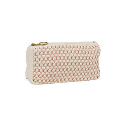 Stickad Clutch Multi, beige-rose-brown, By LOHN