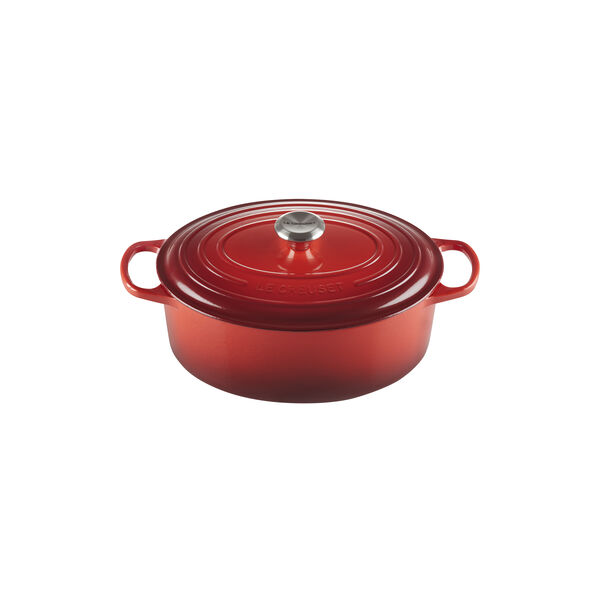 Signature gjutj&auml;rn oval gryta &Oslash; 31 cm, cerise, Le Creuset