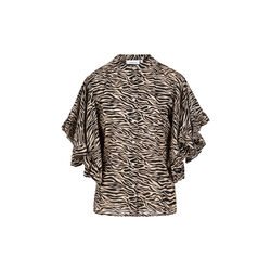 Top with ruffle sleeves in zebra print, zebra print, Coster Copenhagen