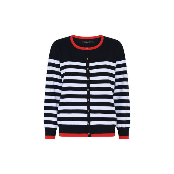 Cotton Nautical Stripe, navy/white/poppy red, Micha