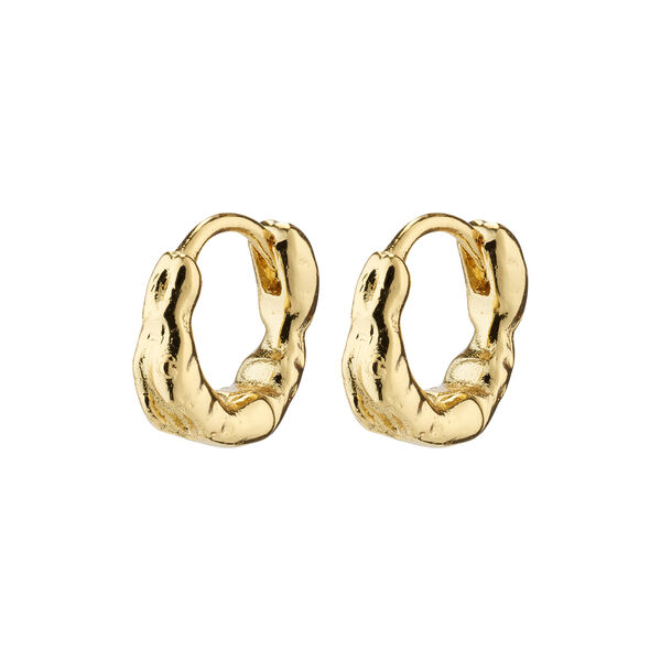 EDDY recycled organic shaped mini huggie hoops, gold-plated, Pilgrim