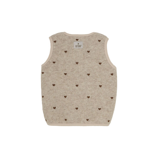 Vest Wool Emb. with Lining, sand melange, HUTTEliHUT