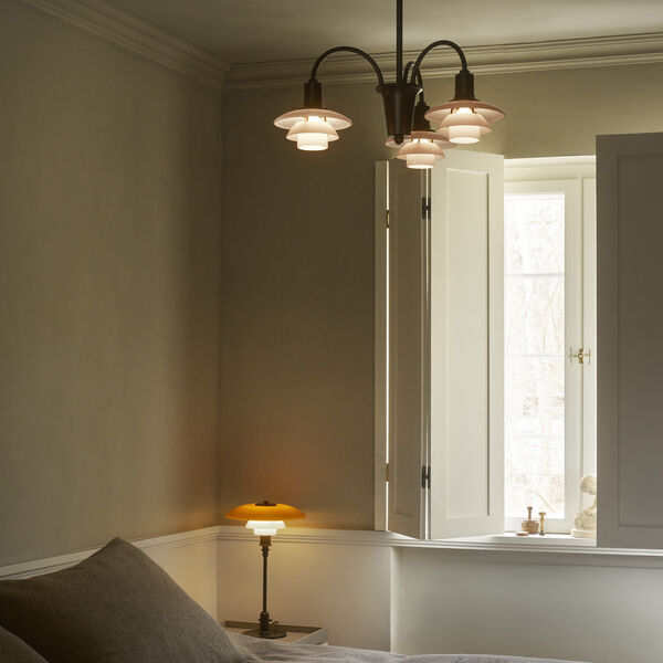 PH 1/1 Chandelier Centenary Edition 3-Armed, aged brass/dusty terracotta, Louis Poulsen