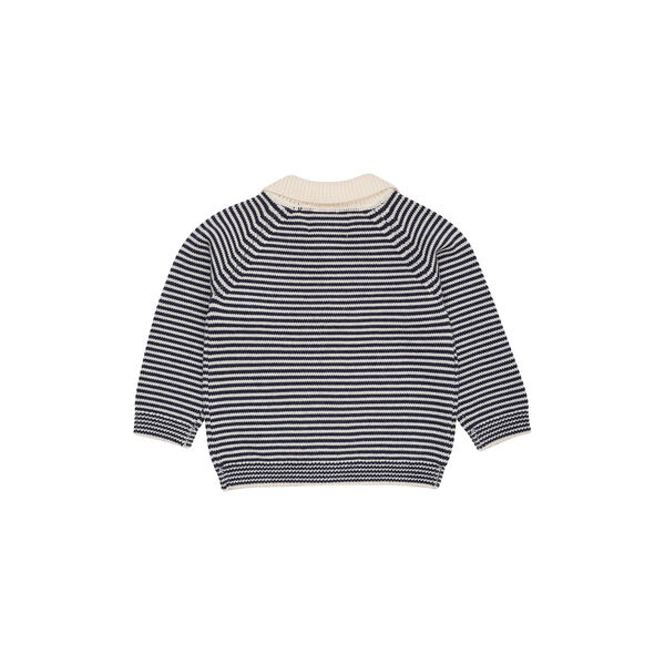 Merino Striped Blouse w. Collar, cream/navy stripe, Copenhagen Colors Organics