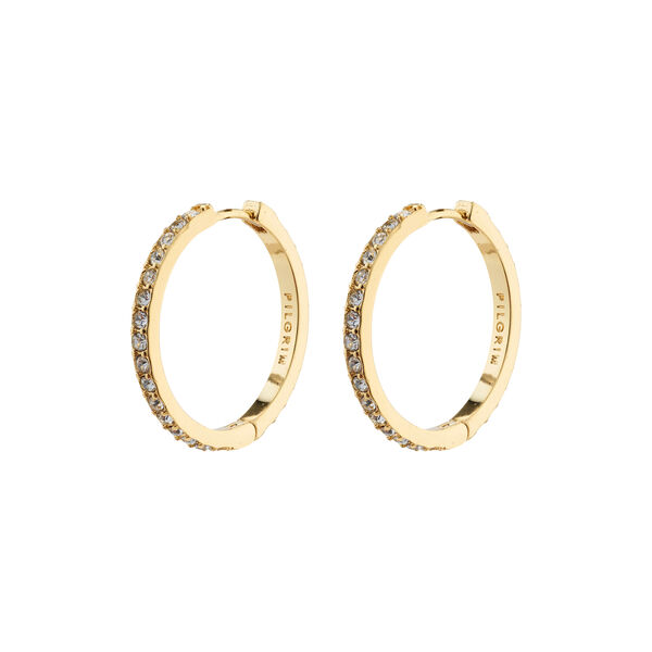 EBNA stora crystal hoops, gold-plated, Pilgrim