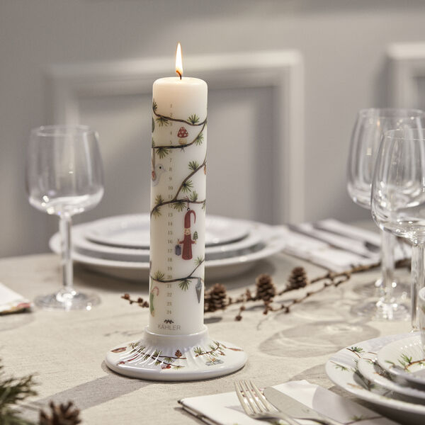 Hammersh&oslash;i Christmas blockljusstake, vit m. deko, K&auml;hler