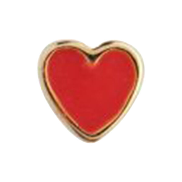 Petit Love Heart Red Coral Enamel Single, gold, Stine A Jewelry