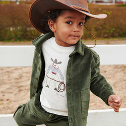 LS T-Shirt w. Cowboy Print & Embroidery, cream LS T-Shirt w. Cowboy Print & Embroidery, cream, Copenhagen Colors Organics