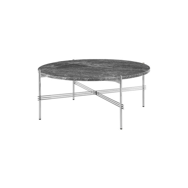TS Coffee Table Ø80, grey emperador marble/steel, GUBI