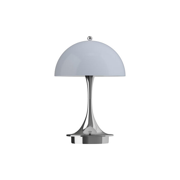 Panthella 160 Portable Table Lamp, chrome opal grey, Louis Poulsen
