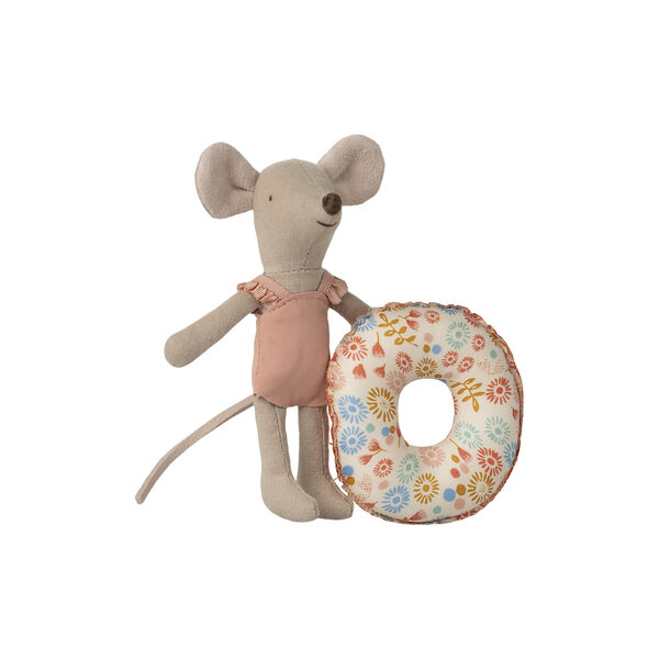 Lillasyster strandmus med badring, flower, Maileg