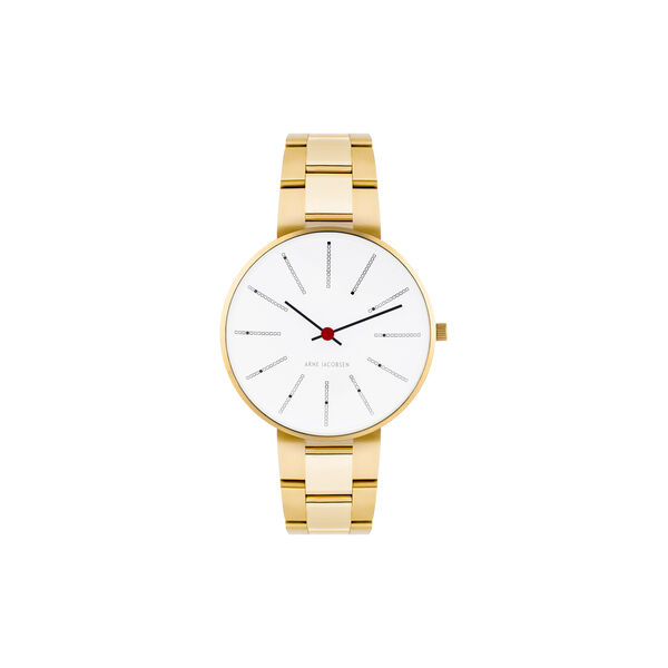 Bankers armbandsur, white/gold/gold, Arne Jacobsen Watches