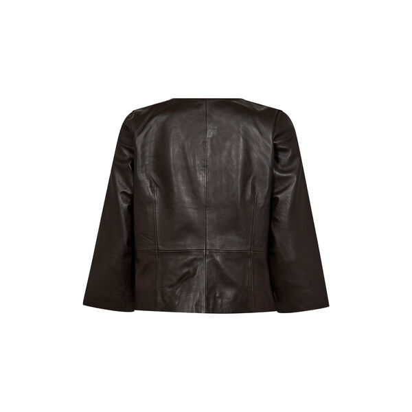 PD-Lanni Leather 3/4 Sleeve Jacket, black coffee, Pieszak