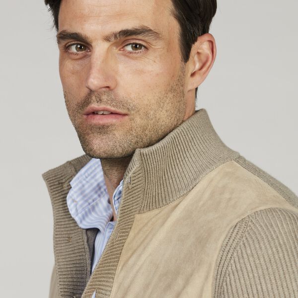 Cardigan Knitted Hybrid Buttoned Alcantara, light beige, Stenstr&ouml;ms