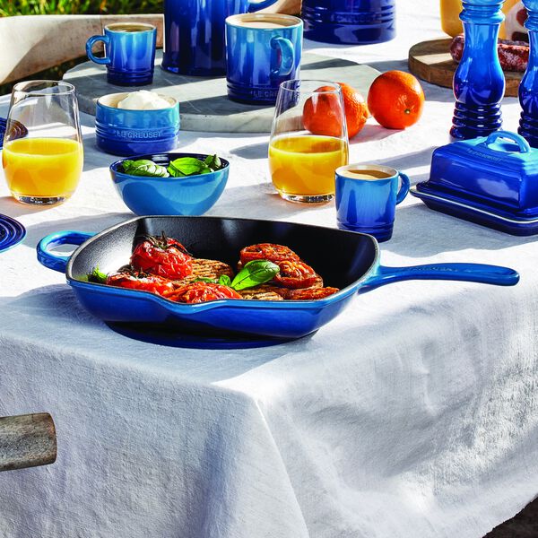 Signature gjutj&auml;rn kvadratisk grillpanna 26 cm, azure, Le Creuset