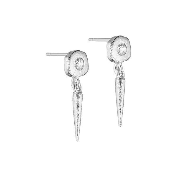 Sigrid post earring w. pendant, silver plated, Pure by Nat