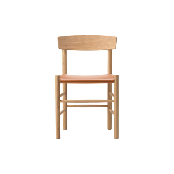 J39 Mogensen Chair with Seat Upholstery, light oiled oak/Omni 307 cognac J39 Mogensen Chair with Seat Upholstery, light oiled oak/Omni 307 cognac, Fredericia Furniture