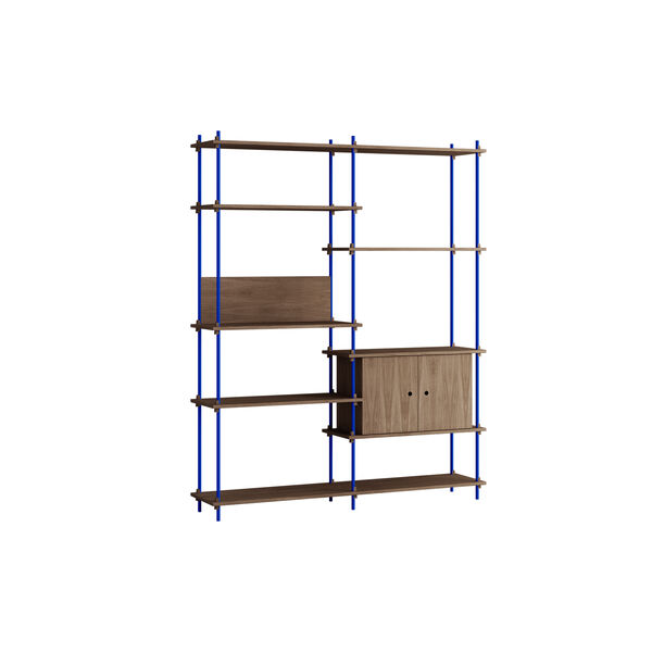 Shelving Tall Cabinet, smoked oak/deep blue, MOEBE