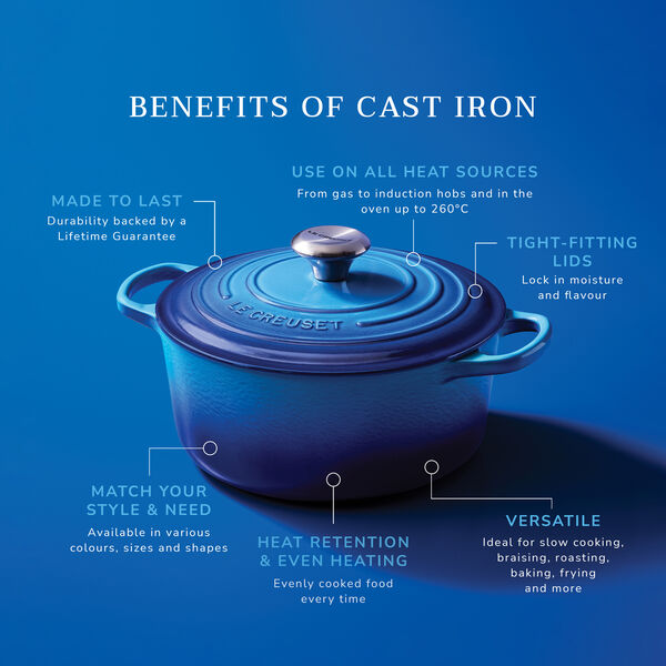 Signature gjutj&auml;rn rund gryta &Oslash; 28 cm, azure blue, Le Creuset