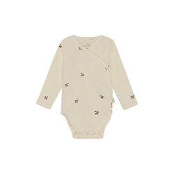 Långärmad body tilll nyfödd, cherry, Konges Sløjd
