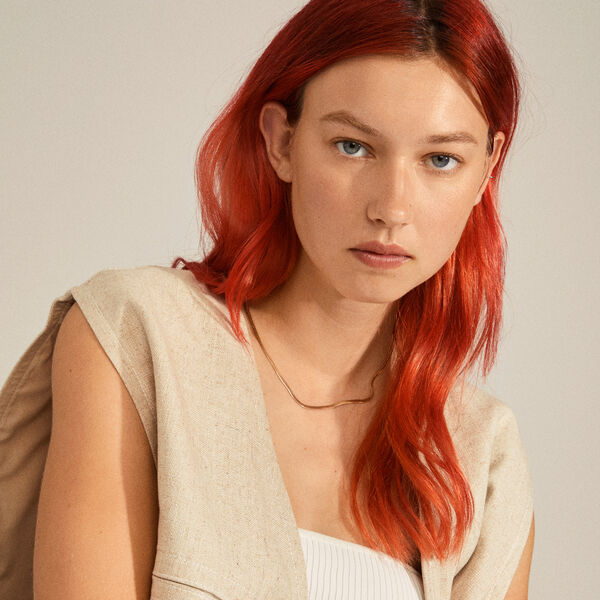 JOANNA flat snake chain Halsband, gold-plated, Pilgrim