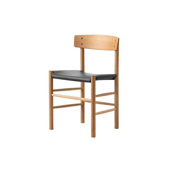 J39 Mogensen Chair with Seat Upholstery, light oiled oak/Omni 301 black, Fredericia Furniture