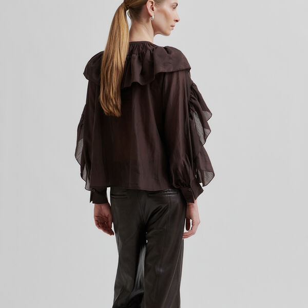 Fria Frill Blouse, chocolate plum Fria Frill Blouse, chocolate plum, Second Female