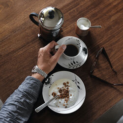 Black Fluted Mega djup tallrik, 17 cm, Royal Copenhagen