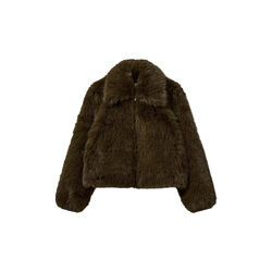METASW FAUX FUR BOMBER JACKET, olive green, Sofie Schnoor