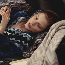 Giacomo Hooded Bathrobe, 50 blue, Missoni Home