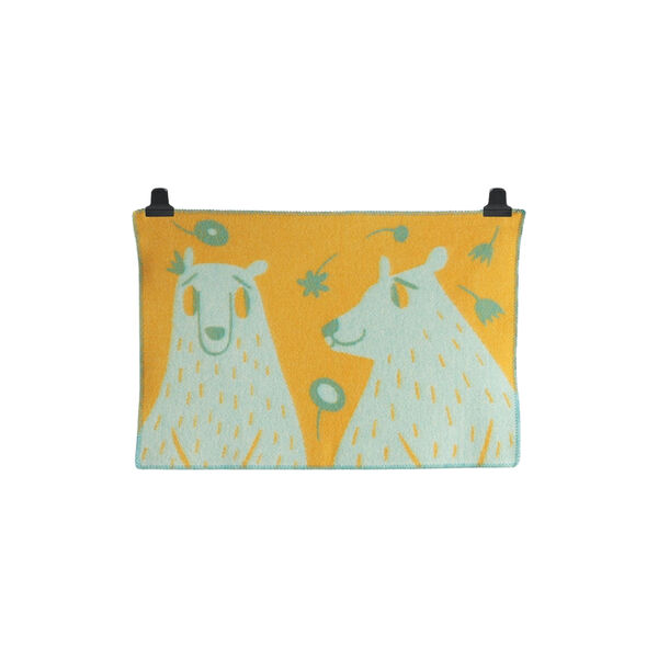 BEAR Baby Size Throw, turquoise/orange, Røros Tweed
