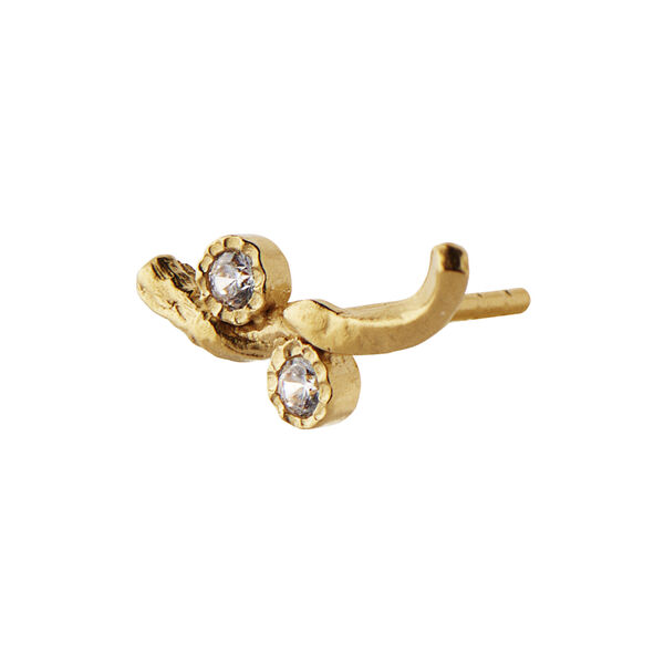 Flow Earring with Two Stones Single, gold Flow Earring with Two Stones Single, gold, Stine A Jewelry