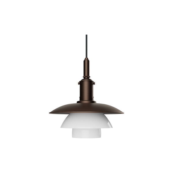 PH 3/3 pendel, aged brass/opal glass, Louis Poulsen