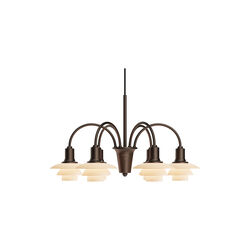 PH 1/1 Chandelier Centenary Edition 6-Armed, aged brass/dusty terracotta, Louis Poulsen