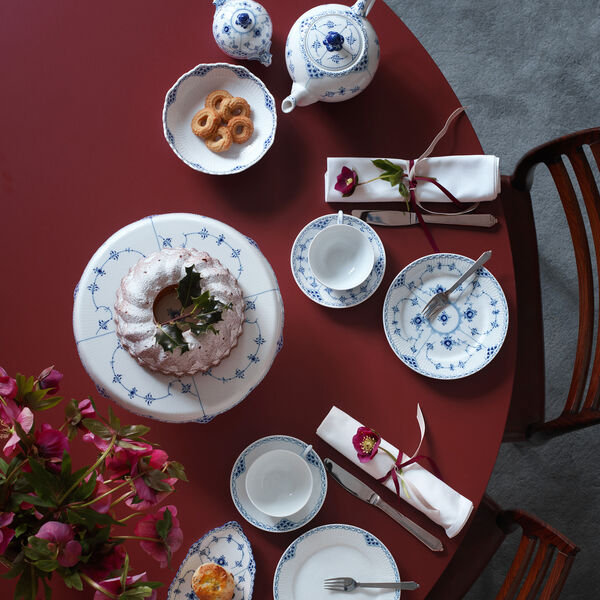 Blue Fluted Half Lace sockerskål med lock 20 cl, Royal Copenhagen