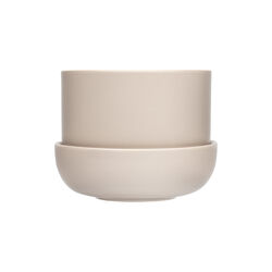 Nappula blomkruka med underfat liten, beige, Iittala