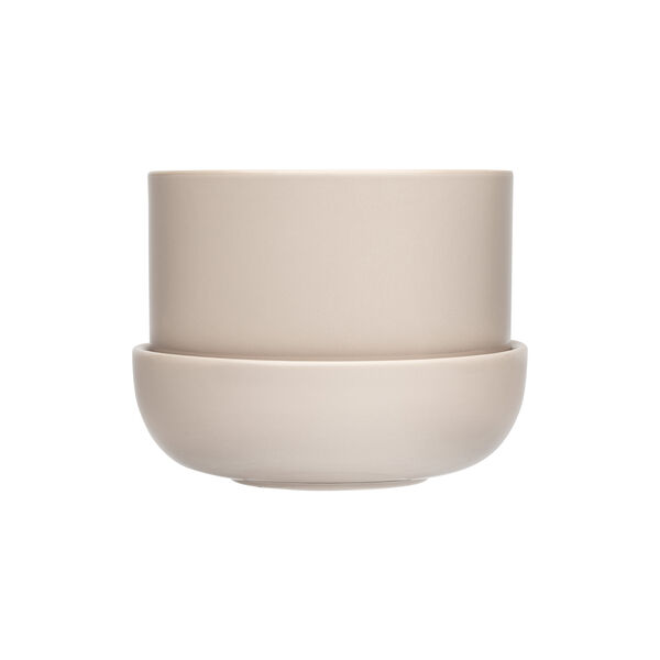 Nappula blomkruka med underfat liten, beige, Iittala