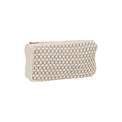 Stickad Clutch Multi, beige-blue-brown, By LOHN