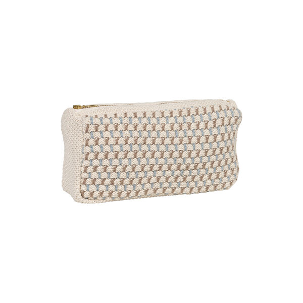 Stickad Clutch Multi, beige-blue-brown, By LOHN