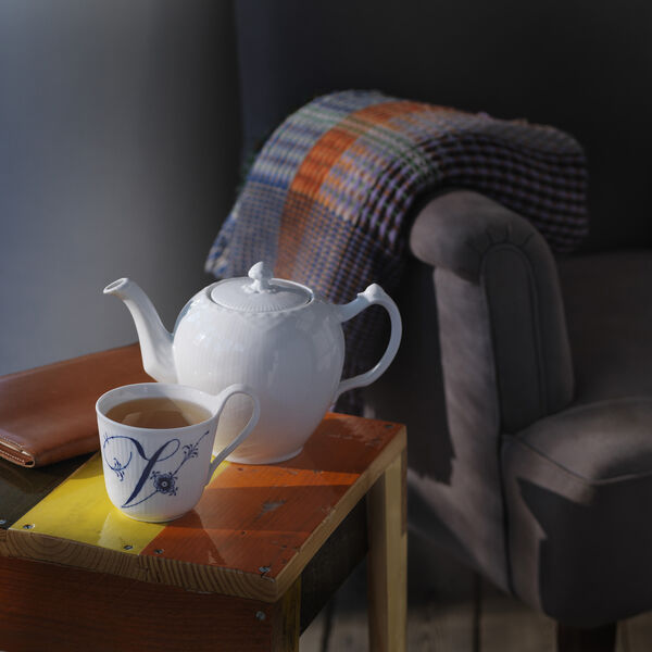 White Fluted Half Lace tekanna, Royal Copenhagen