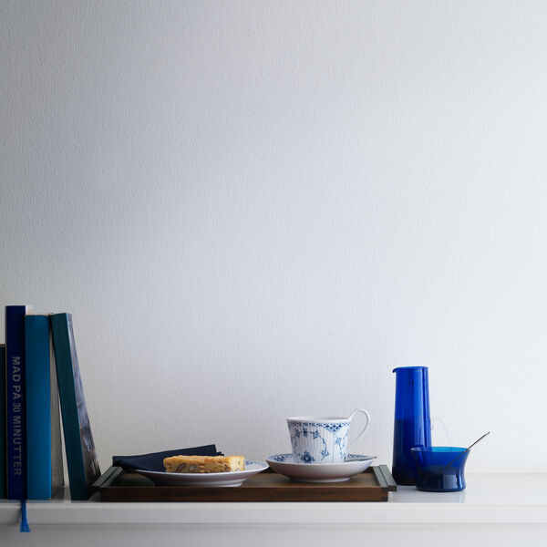 Blue Fluted Half Lace kopp med fat, 25 cl, Royal Copenhagen