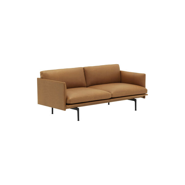 Outline Sofa 2-seater, refine leather cognac/black, Muuto