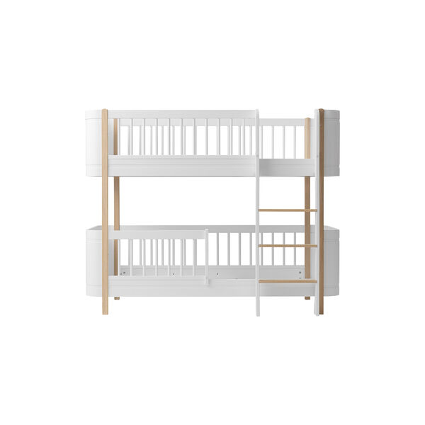 Wood Mini+ Low Bunk Bed 68x162cm, white/oak, Oliver Furniture