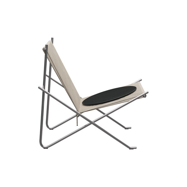 PK4&trade; Chair with Cushion, brushed stainless steel/natural/Grace leather, Fritz Hansen