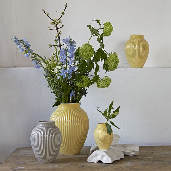 Knabstrup Vase with Grooves, grey, Knabstrup Keramik